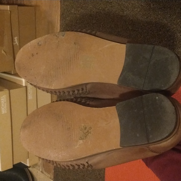 ASOS WALK LONDON Cognac Woven Leather Saddle Loafers Ft Apron Tops & Tasselling - Picture 14 of 15